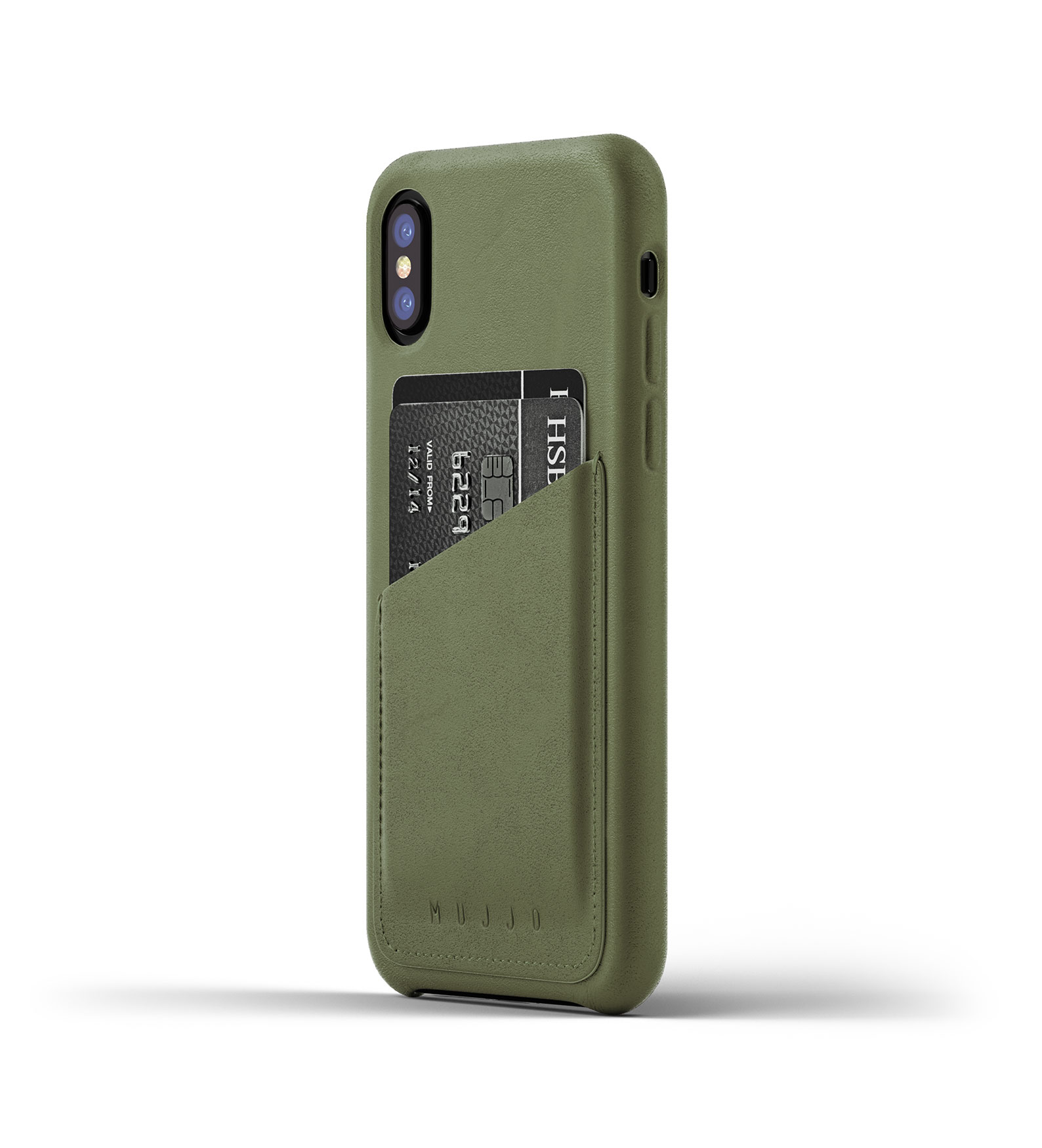Mujjo Full Leather Wallet Case for iPhone X - Olive