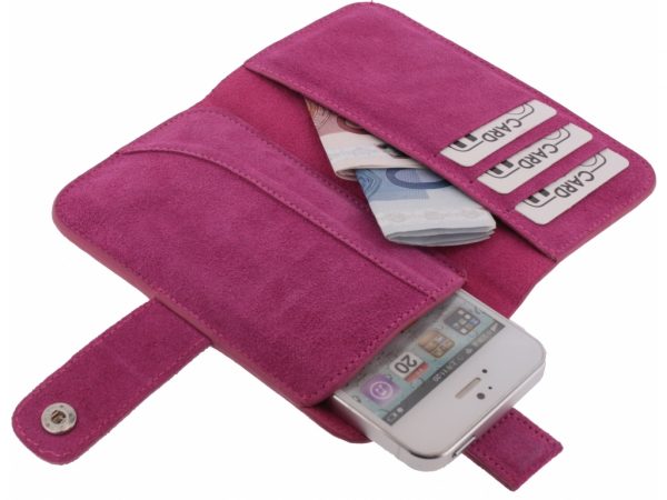 Senza Suede Wallet Slide Case Hot Pink Size M-Large