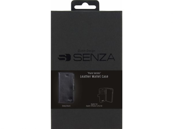Senza Pure Leather Wallet Apple iPhone 5/5S/SE Deep Black