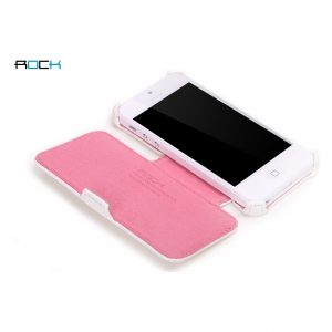 Rock Dancing Side Leather Flip Case iPhone 5 White & Pink