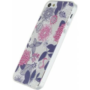 Xccess TPU/PC Case Apple iPhone 5/5S/SE Transparent/Floral Purple
