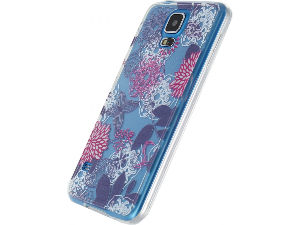 Xccess TPU/PC Case Samsung Galaxy S5/S5 Plus/S5 Neo Transparent/Floral Purple