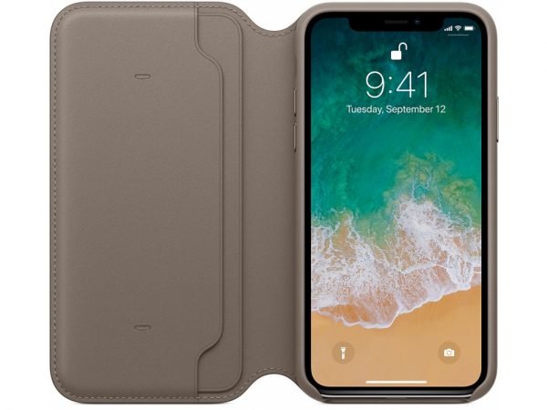 MQRY2ZM/A Apple Leather Folio Case iPhone X Taupe