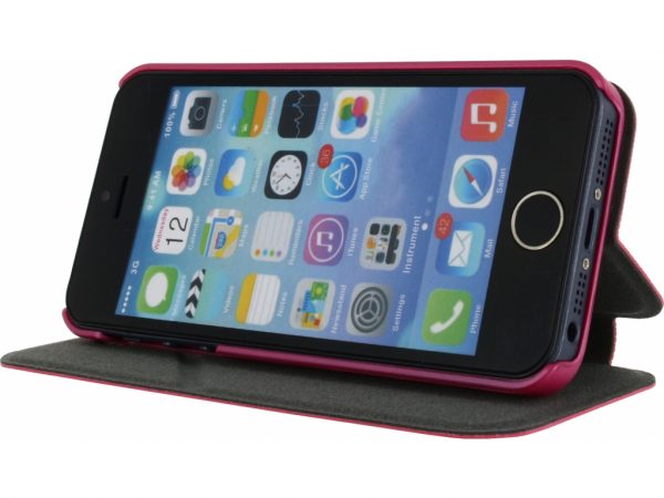 Mobilize Camera-Fold Magnet Book Case Apple iPhone 5/5S/SE Matt Fuchsia