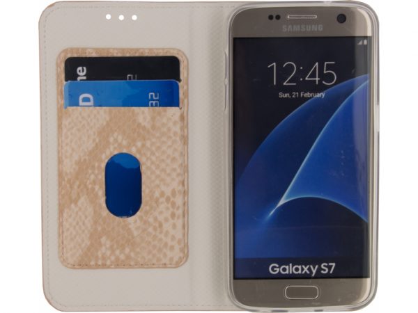 Mobilize Special Premium Gelly Book Case Samsung Galaxy S7 Snake Light Peach