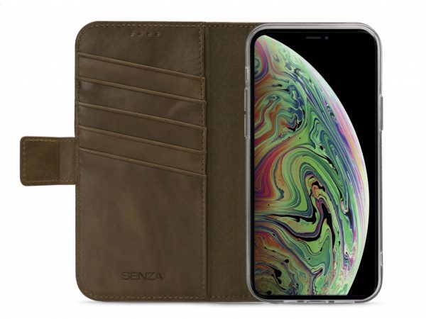 Senza Desire Leather Wallet Apple iPhone Xs Max Burned Olive