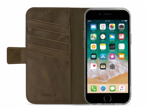 Senza Desire Leather Wallet Apple iPhone 7/8/SE (2020) Burned Olive
