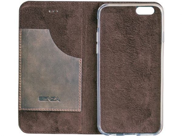 Senza Raw Leather Booklet Apple iPhone 5/5S/SE Walnut Brown