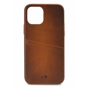 Senza Desire Leather Cover with Card Slot Apple iPhone 12 Mini Burned Cognac
