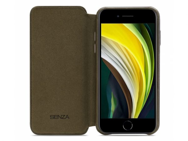 Senza Desire Skinny Leather Wallet Apple iPhone 6/6S/7/8/SE (2020) Burned Olive