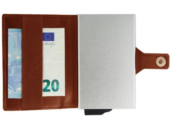 Valenta Wallet Card Case Plus Brown/Silver