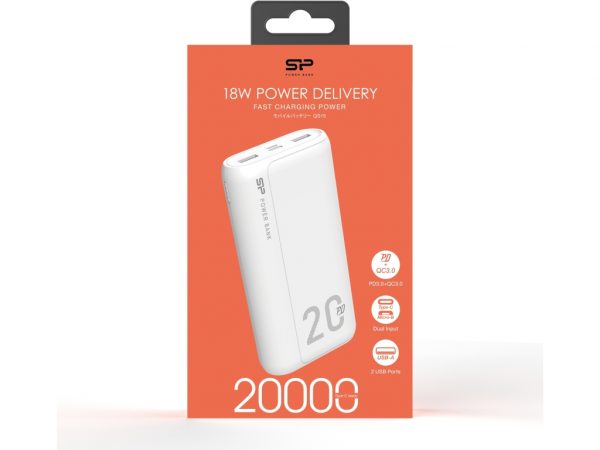 Silicon Power QS15 Fast Charging 18W PD Powerbank 20000 mAh White