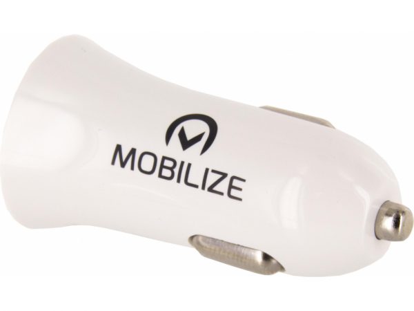 Mobilize Car Charger Dual USB 2.4A 12W + 1m Micro USB Cable White