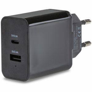 Mobilize Smart Travel Charger Dual USB 5.4A 27W with USB-C Black