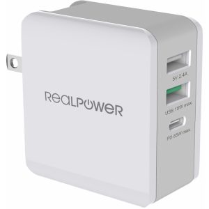 DeskCharge-65 RealPower Travel Charger 3-Port 65W White