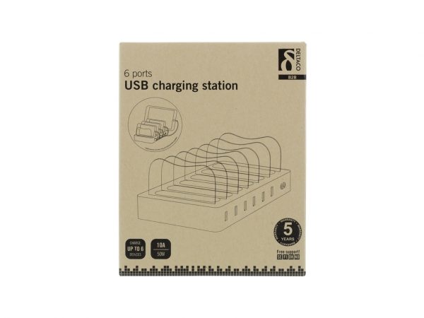 USB-AC156 DELTACO 6-ports USB Charging Station 50W White