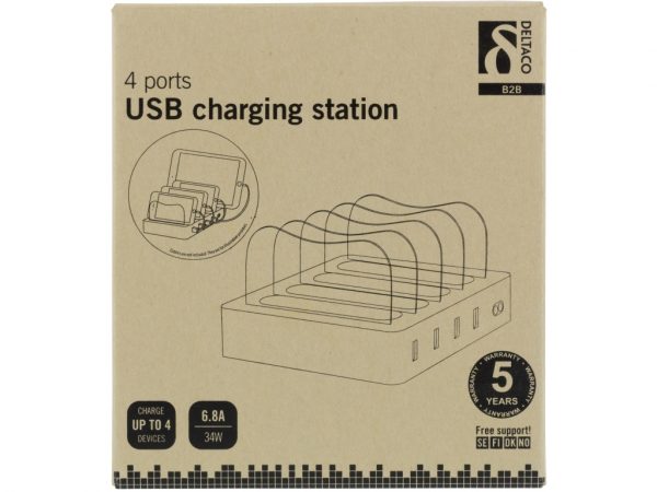 USB-AC155 DELTACO 4-ports USB Charging Station 34W White