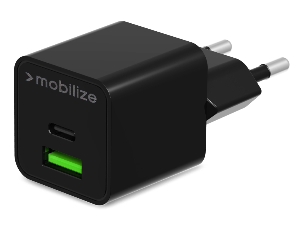 Mobilize Wall Charger USB-C + USB GaN 30W with PD/PPS Black