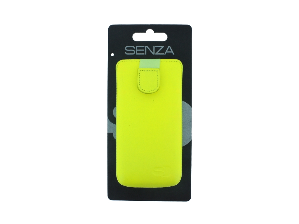 Senza Leather Slide Case Neon Yellow Size M-Large