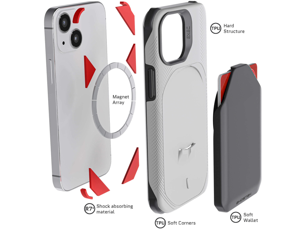 Ghostek Exec 5 MagSafe Wallet Case Apple iPhone 13 Mini Gray