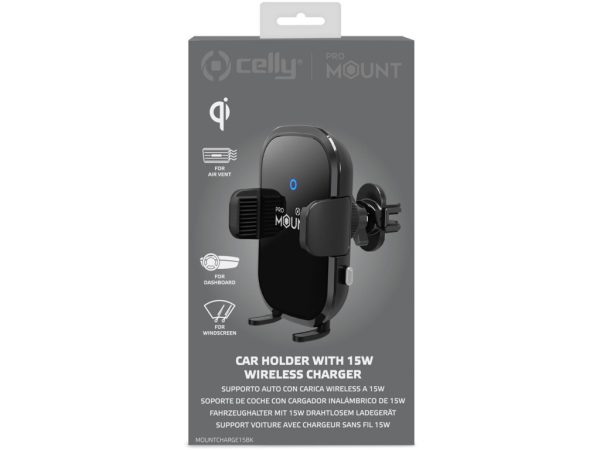 Celly MountCharge15 Wireless Charger Car Holder 15W Black