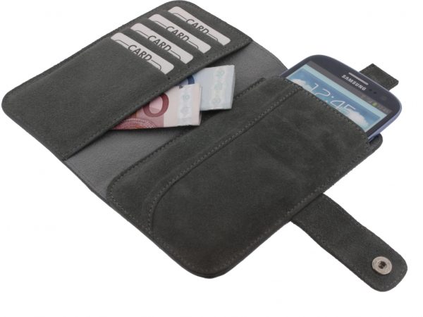 Senza Suede Wallet Slide Case Warm Grey Size XXL
