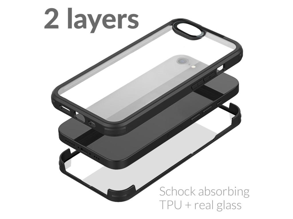 Mobilize Tempered Glass 360 Protection Case Apple iPhone 7/8/SE (2020/2022) Black