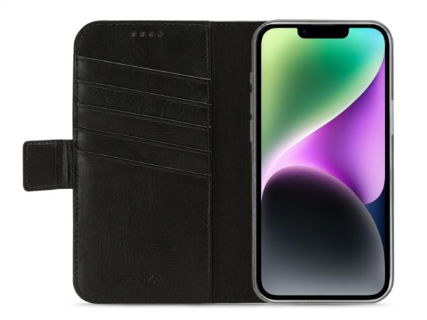 Senza Pure Leather Wallet Apple iPhone 14 Deep Black