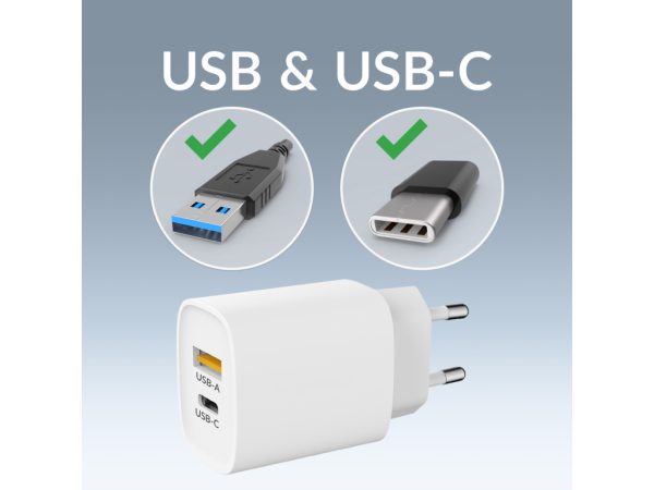 Mobilize Wall Charger USB-C + USB 20W White (BULK)