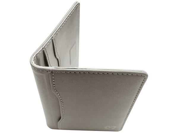 Valenta Leather Card Wallet Snap Grey
