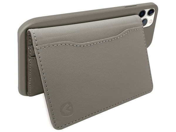 Valenta Leather Card Wallet Snap Grey