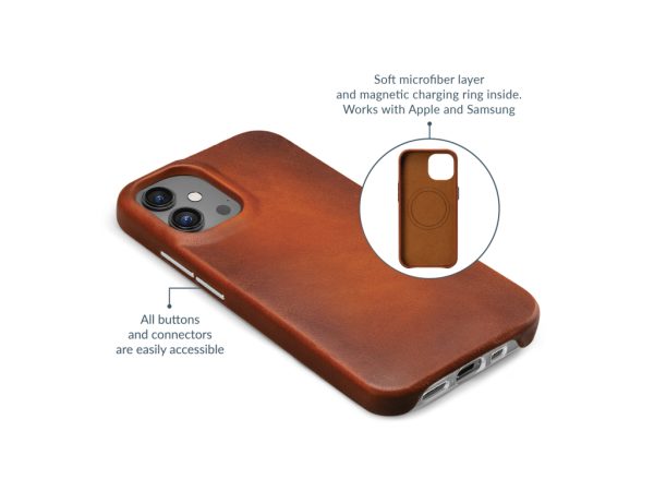 Mobilize Magsafe Compatible Premium Leather Case Apple iPhone 15 Pro Burned Cognac