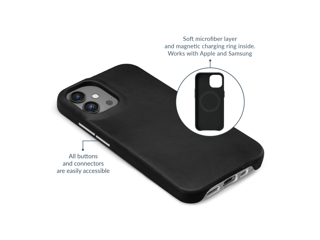 Mobilize Magsafe Compatible Premium Leather Case Apple iPhone 15 Pro Max Black