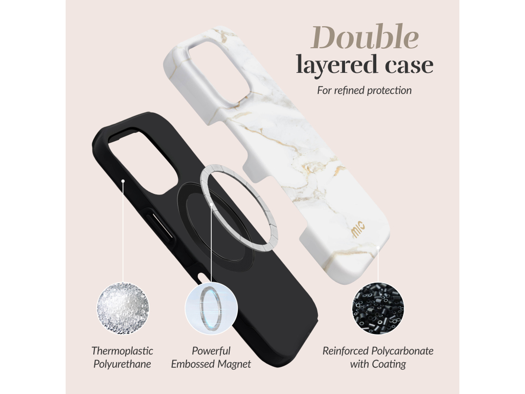MIO White Marble Magsafe Compatible for iPhone 13/14/15