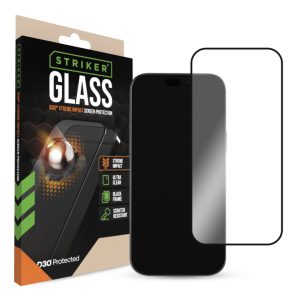 Striker D3O Xtreme Impact Glass Screen Protector - Black Frame - Apple iPhone 16 Pro Max/17 Pro Max