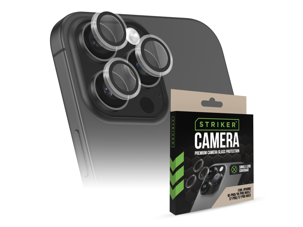 Striker Single Lens Glass Camera Protector - Transparent - Apple iPhone 16 Pro/16 Pro Max/17 Pro/17 Pro Max