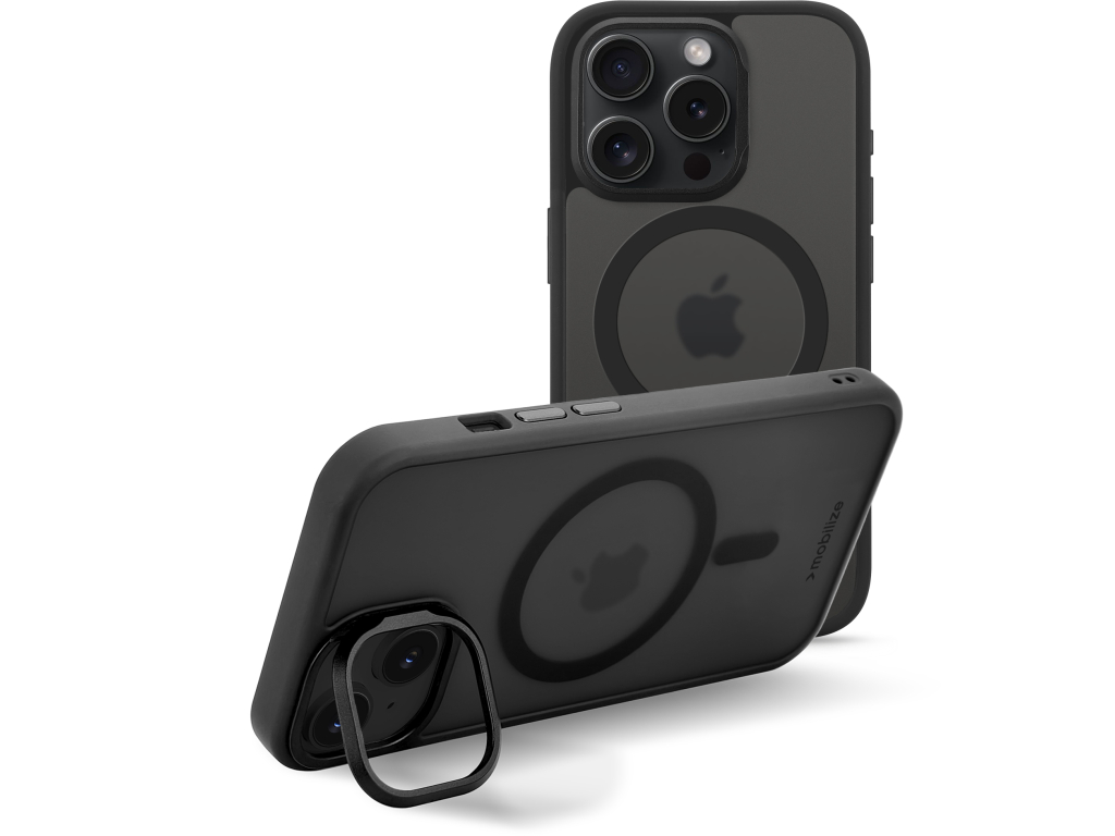 Mobilize MagSafe Compatible Hybrid Pro Case with Camera Stand Apple iPhone 15 Pro Black