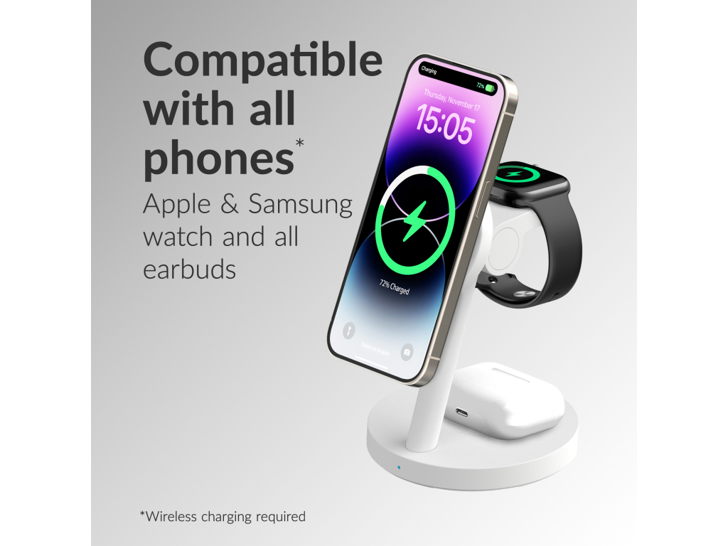 Mobilize 3in1 Charger Station MagSafe Compatible 25W Qi2.2 White