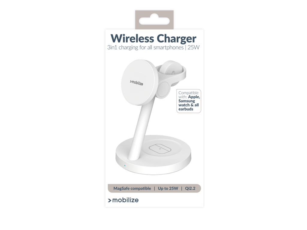 Mobilize 3in1 Charger Station MagSafe Compatible 25W Qi2.2 White