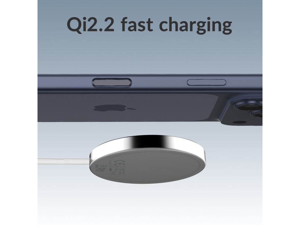 Mobilize Magnetic Wireless Charger Magsafe Compatible 25W Qi2.2 White Aluminium