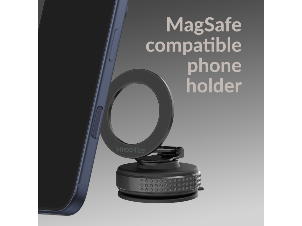 Mobilize MagSafe Compatible Phone Holder - 360° Rotatable & Foldable - Vacuum Suction - Black
