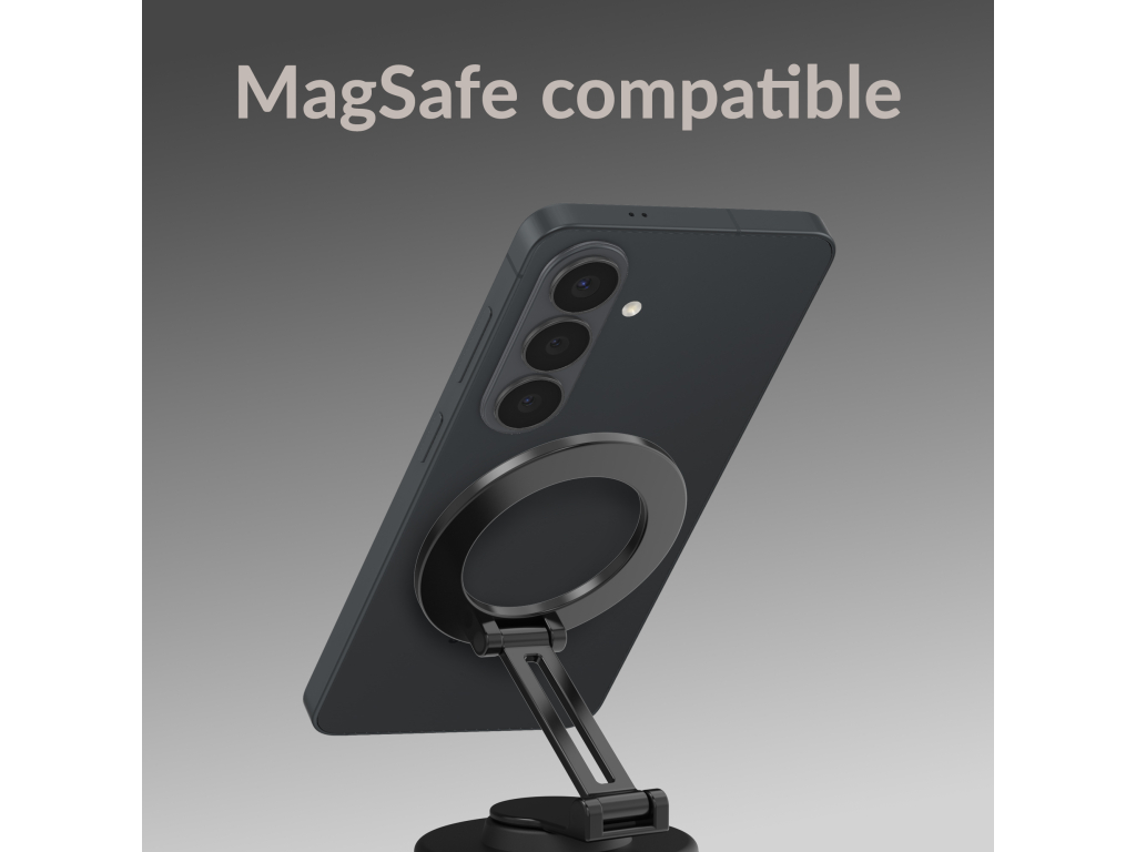 Mobilize MagSafe Compatible Phone Holder - 360° Rotatable & Foldable - Vacuum Suction - Black